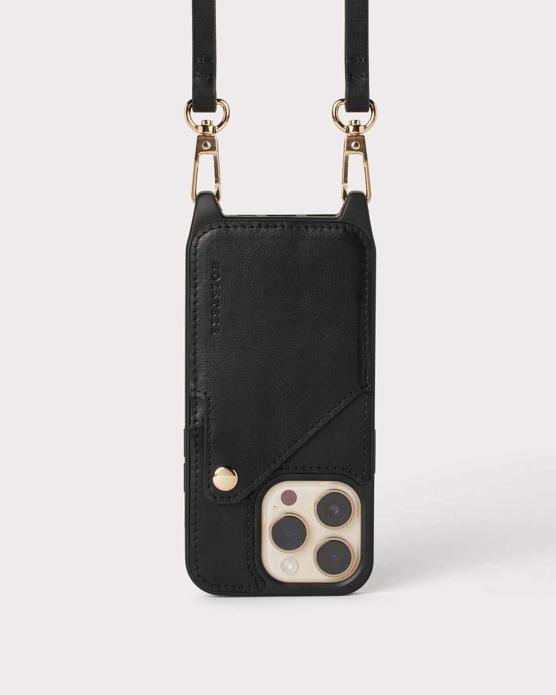 The Olivia Black | Ultra-Durable Genuine Smooth Leather iPhone Case Crossbody