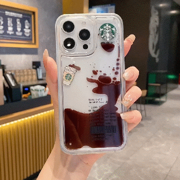 Starbcuks Liquid Coffee Floating Cup Silicon Phone Case For iPhone