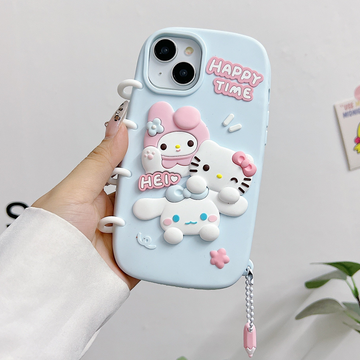 Spiral Happy Time Kitty Silicon Phone Case For iPhone
