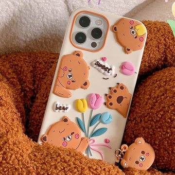 Sweet Tulip Bear With Sweet Charm Silicon Phone Cases For iPhone