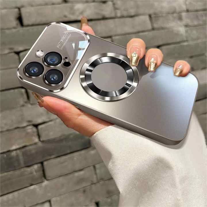 Luxury Titanium Metallic Color Magnetic Case for iPhone 16 15 14 13 12 11 Pro Max Plus Case Wireless Charging Case