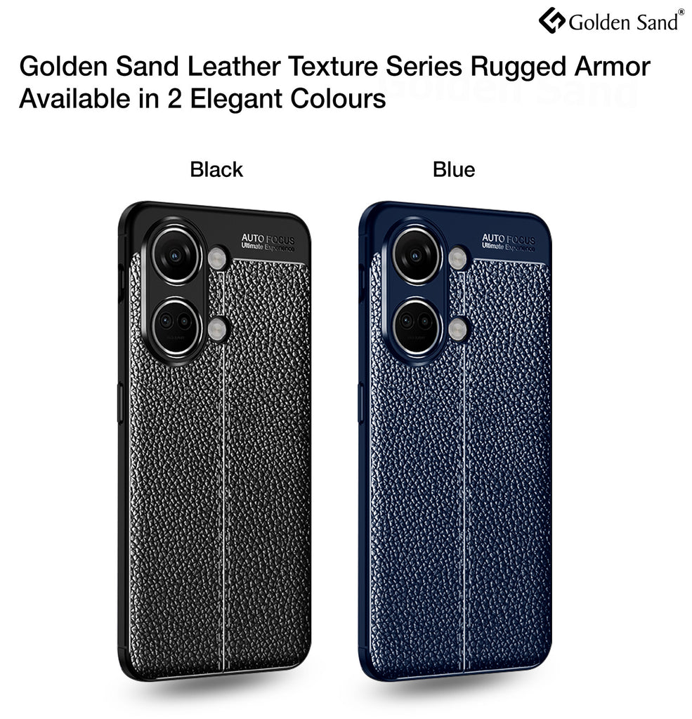 Vegan Leather Rugged Flexible TPU Series Shockproof Armor Back Cover for OnePlus Nord 3 5G, 6.74 inch, Black