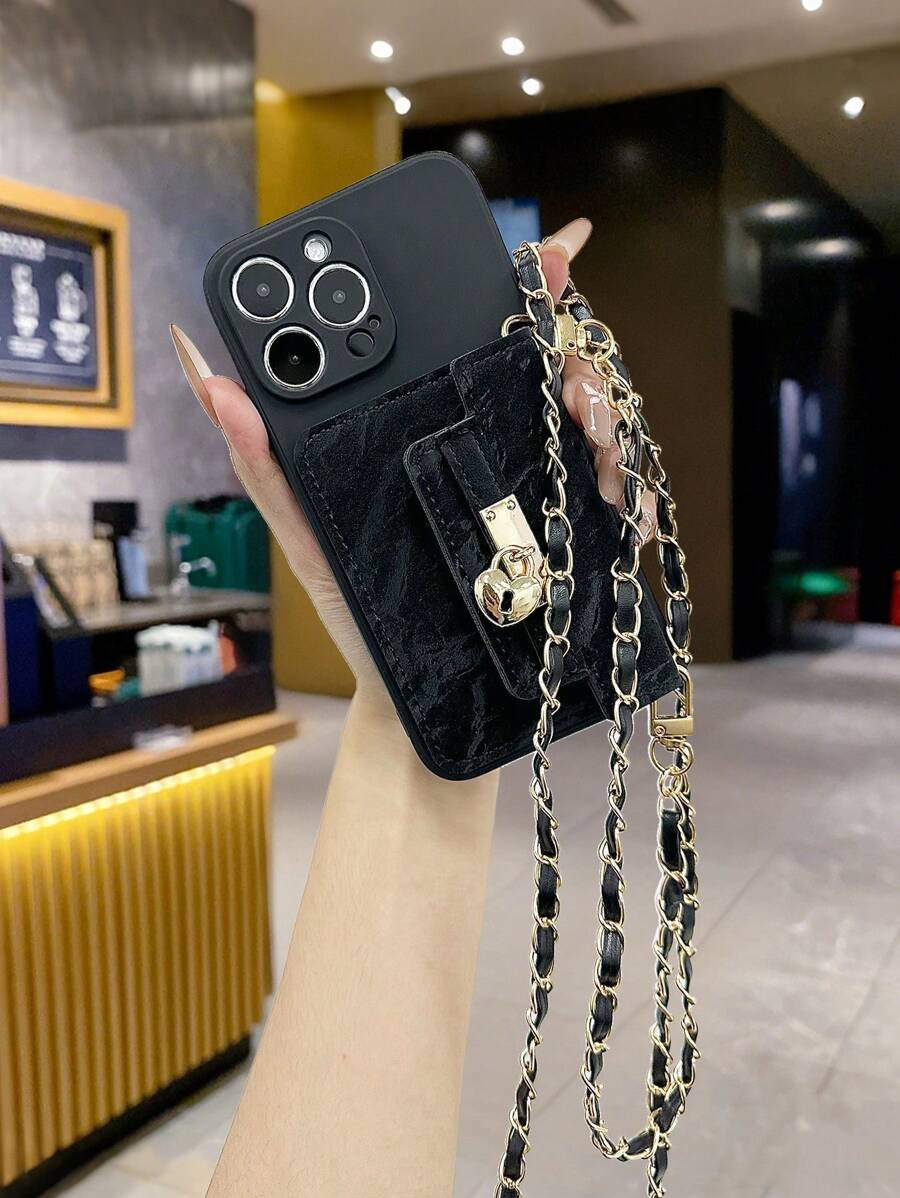 Versatile Leather Crossbody Backpack, Minimalist Square Edge Design, Shockproof Phone Protective Case Fit For Apple