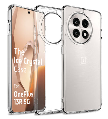 Ice Crystal Series Hybrid Transparent PC Military Grade TPU Back Cover for OnePlus 13R 5G, 6.78 inch, Crystal Clear