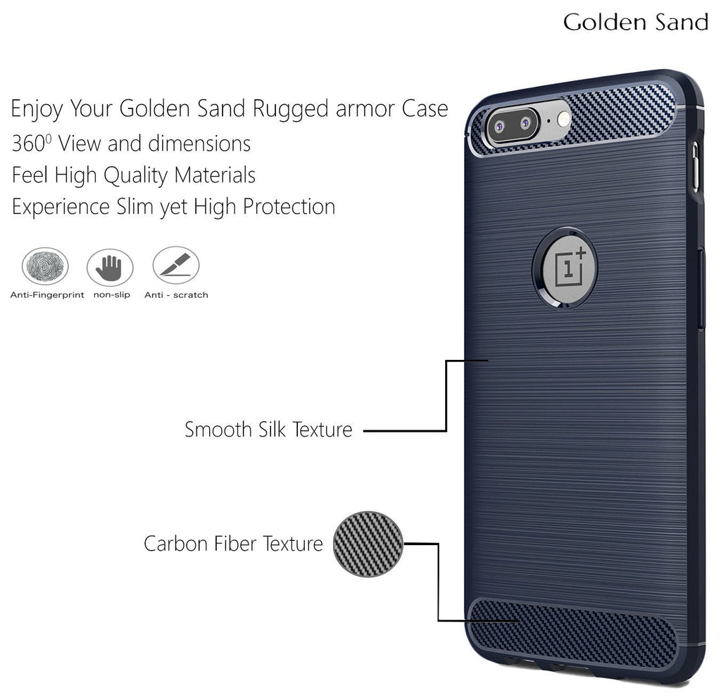 Carbon Fibre Series Shockproof Armor Back Cover for OnePlus 5, 5.5 inch, Blue
