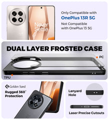 Rugged Frosted Semi Transparent PC Shock Proof Slim Back Cover for OnePlus 13R 5G, 6.78 inch, Black