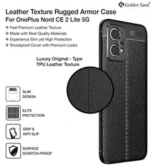 Vegan Leather Rugged Flexible TPU Series Shockproof Armor Back Cover for OnePlus Nord CE 2 Lite 5G, 6.59 inch, Black