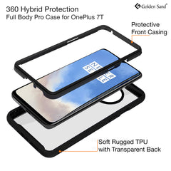 Full Body Pro Series Dual Layer Transparent Hybrid Back Cover for One Plus 7T 6.5 inch, Black