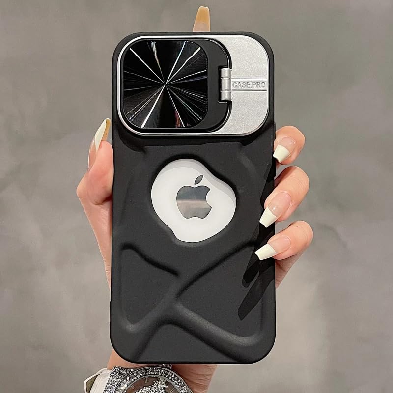 LuxuryKase Rugged Shockproof Case for iPhone 13 Pro Max with Kickstand Camera Lens Protector | 3D Textured Grip | Logo Window | Soft Silicone Bumper -