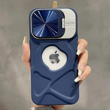 LuxuryKase Rugged Shockproof Case for iPhone 13 Pro Max with Kickstand Camera Lens Protector | 3D Textured Grip | Logo Window | Soft Silicone Bumper -