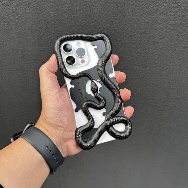 MILLION CASES Back Cover Case for iPhone 15 Pro Max Shockproof Protective Mystic Serpent 3D Hollow Case for Men & Boys