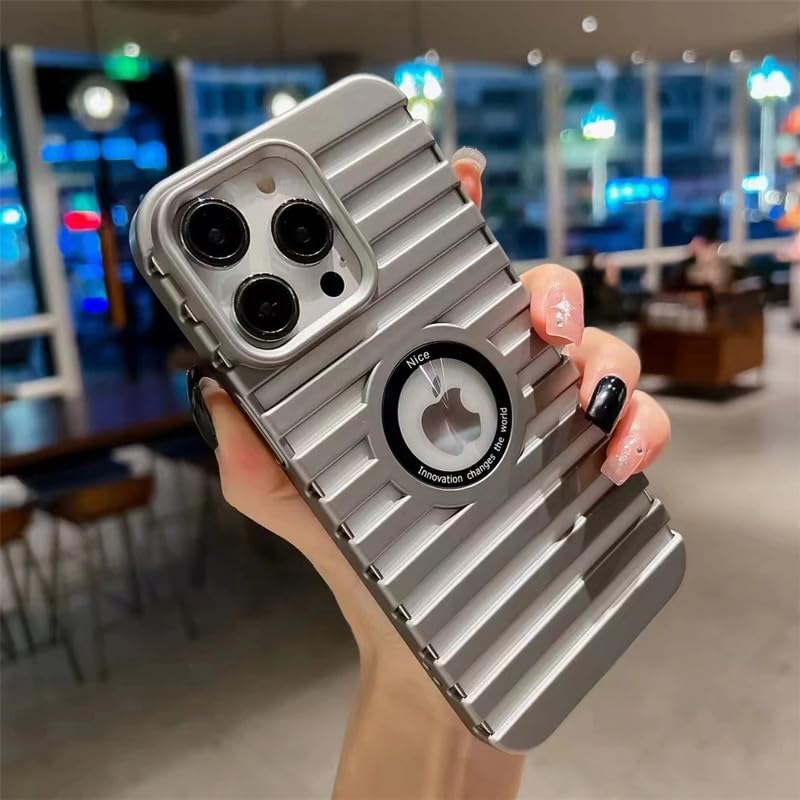 LuxuryKase Mag-Safe Compatible Heat Dissipation Case for iPhone 14 Pro | Heavy Duty Shockproof Hard PC Cover with Breathable Design | Scratch Resistant | Metal Texture