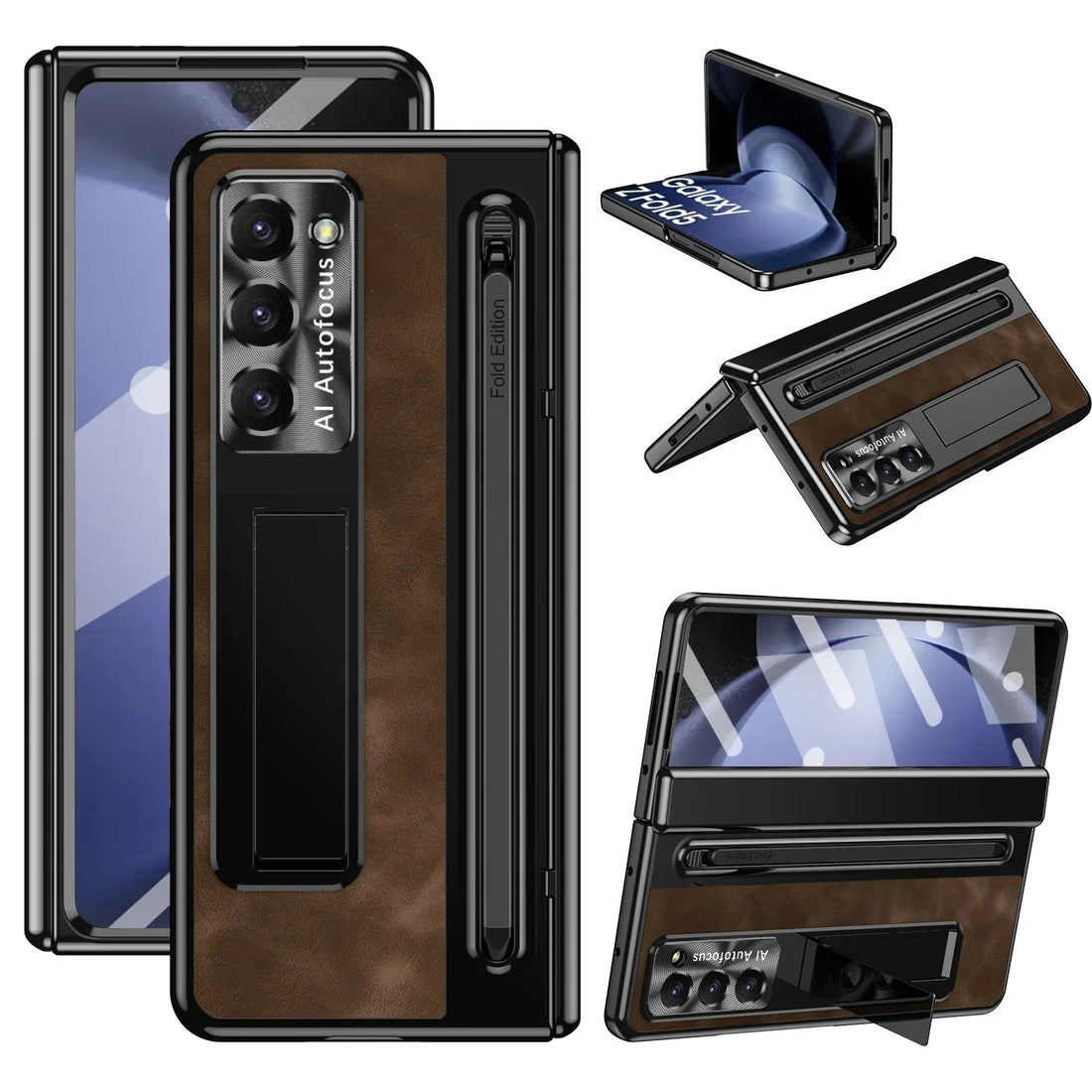 Leather Case With S Pen and Bracket for Samsung Galaxy Z Fold
