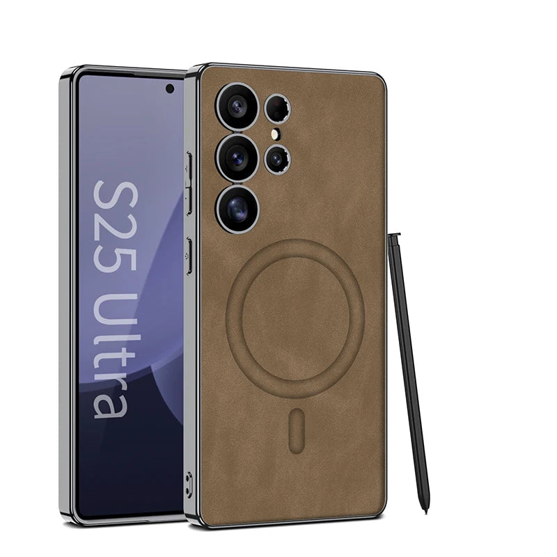 Shockproof Frosted Leather Magnetic Case for Samsung Galaxy