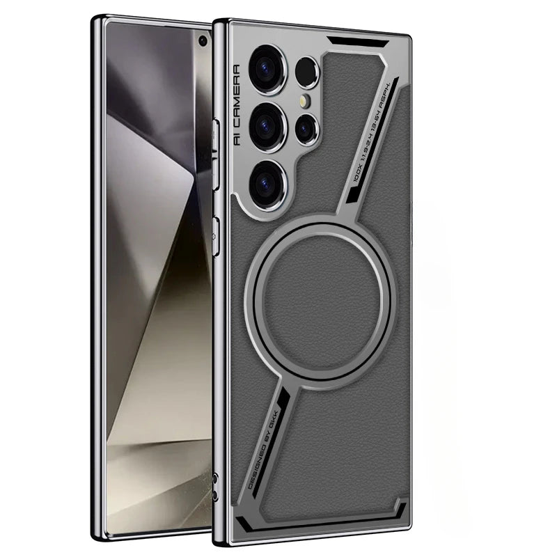 Luxury Electroplated Leather Magnetic Case for Samsung Galaxy