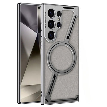 Luxury Electroplated Leather Magnetic Case for Samsung Galaxy