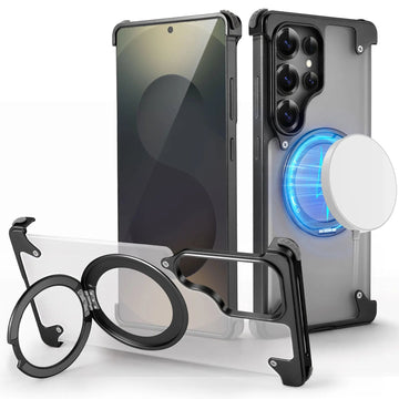 Samsung Galaxy Shockproof Transparent Magnetic Case with 360° Ring Stand