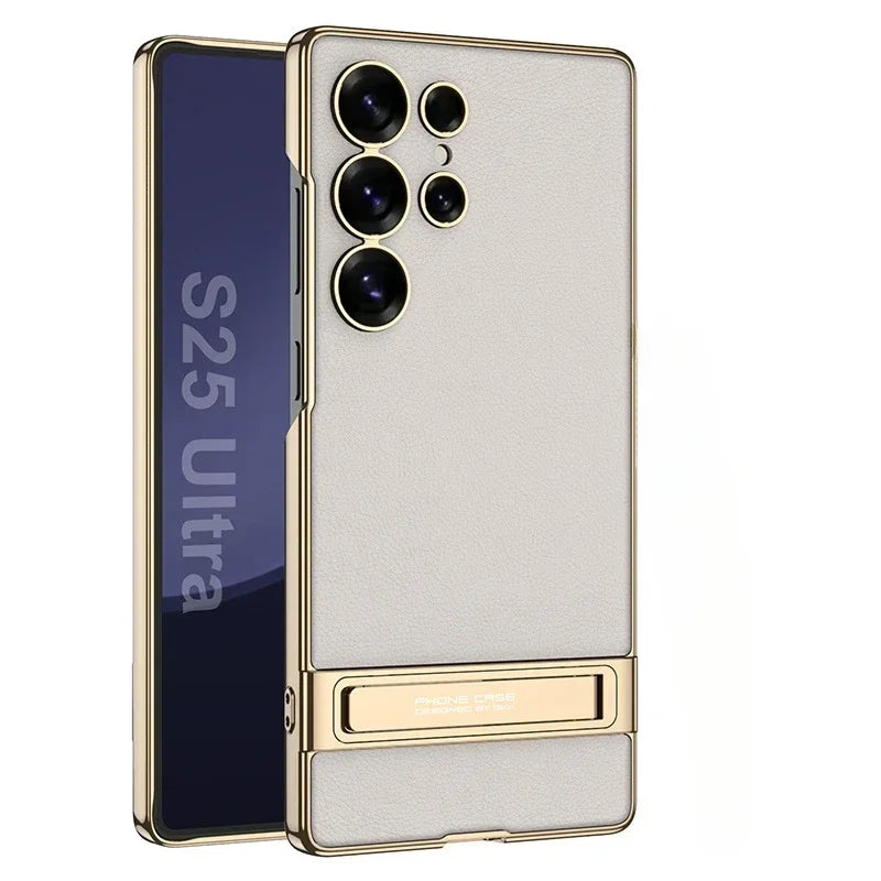 Shockproof Electroplated Leather Case for Samsung Galaxy