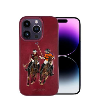 Santa Barbara Jockey Series Genuine Leather Red Case For iPhone