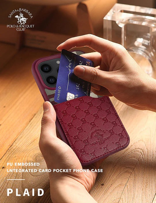 Santa Barbara Classic Plaid Series Genuine Leather Red Case For iPhone